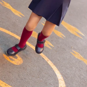 Calzini lunghi per bambini in cotone bordeaux