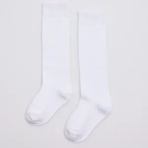 Calzini lunghi da bambino in cotone bianco