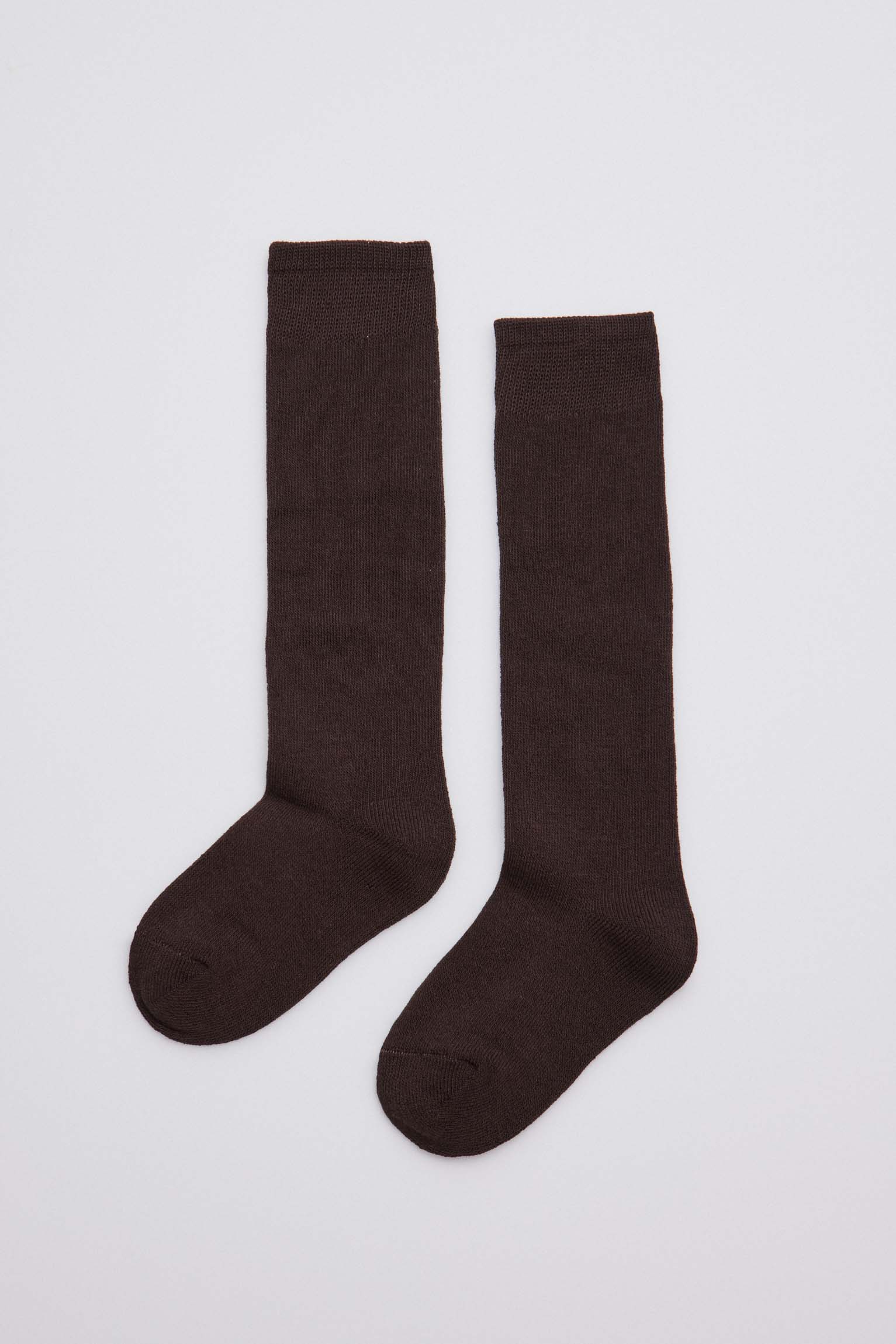 Calzini lunghi per bambini in cotone marrone