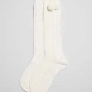 Calzini lunghi traforati per bambini avorio