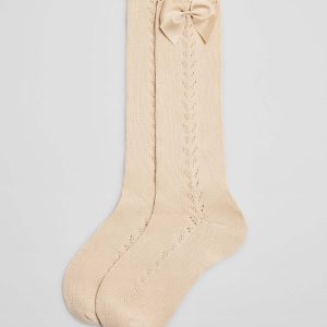 Calzini lunghi traforati beige per bambini