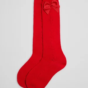 Calzini lunghi traforati rossi per bambini