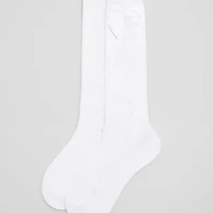 Calzini lunghi bianchi traforati per bambini