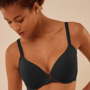 Reggiseno a triangolo senza ferretto imbottito in cotone organico nero
