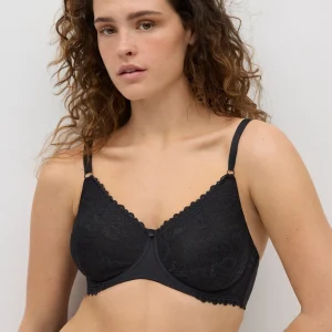 Reggiseno riduttore in pizzo floreale nero