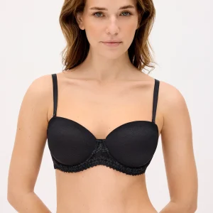 Reggiseno senza spalline con pizzo nero