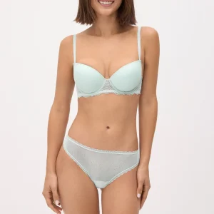 Completo reggiseno push-up e perizoma verde