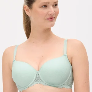 Reggiseno con ferretto e imbottitura in plumetis verde