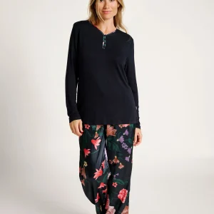 Pantaloni del pigiama in raso con stampa floreale | MUYDEMI