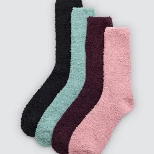Confezione da 4 calzini in flanella tinta unita
