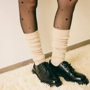 Calzini extra lunghi a coste beige