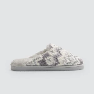 Ciabatte da casa con stampa etnica grigia