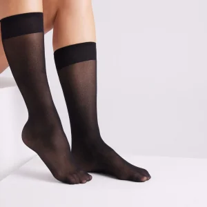 Calze lunghe antipressione con risvolto 17 denari nere