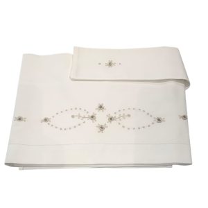Set lenzuolo + federa ricamato a mano