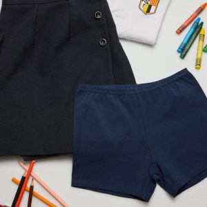 Pantaloni culotte semplici in cotone blu scuro