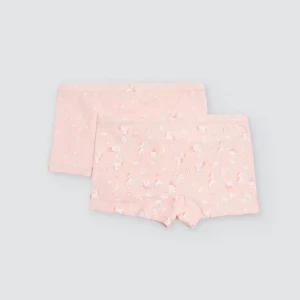 Confezione di 2 culotte da bambina in cotone stampato di colore rosa