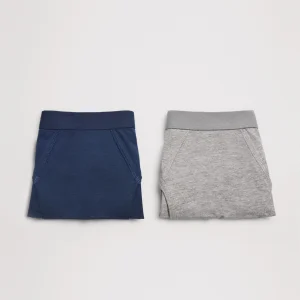 Confezione da 2 slip da bambino in cotone blu navy e grigio