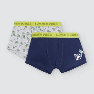 Confezione da 2 boxer giovanili con stampa di palme