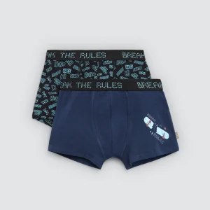 Confezione da 2 boxer in cotone per ragazzi con stampe da skate
