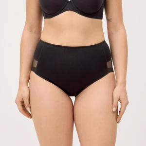 Slip modellanti in cotone nero con tulle, leggera compressione