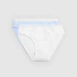 Confezione da 2 slip midi stampati blu pastello