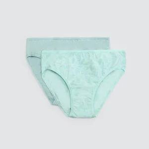 Confezione da 2 slip midi stampati color acquamarina
