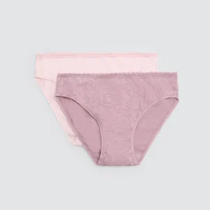 Confezione da 2 slip midi stampati nei toni del rosa