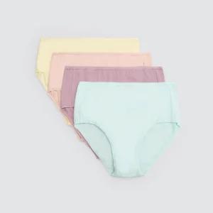 Confezione da 4 slip basic a vita alta in colori assortiti