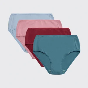 Confezione da 4 mutandine basic in cotone a vita alta