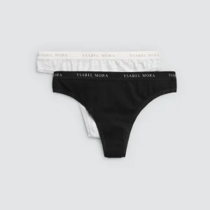 Confezione da 2 infradito basic in cotone nero e grigio