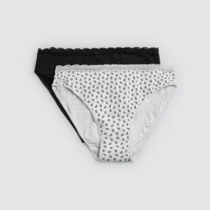 Confezione da 2 mutandine midi con dettagli stampati