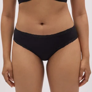 Slip midi con dettagli in pizzo nero