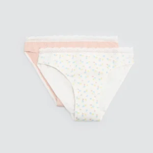 Confezione da 2 mini slip stampati in toni pastello nei toni del salmone