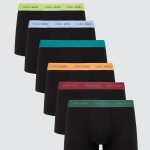 Confezione da 6 boxer neri con fascia colorata