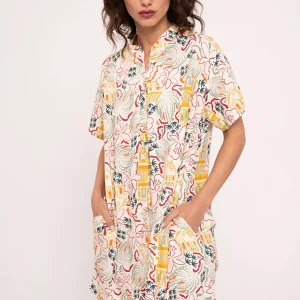 Camicia da notte da donna con bottoni stampata | MUYDEMI