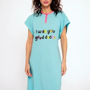 Buona camicia da notte da donna in cotone stampato con anatra | MUYDEMI