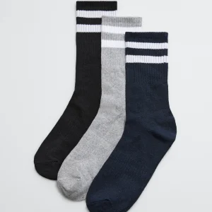 Confezione da 3 calzini sportivi con polsini a righe dai toni scuri