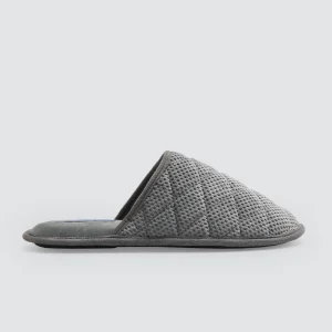 Pantofola da casa imbottita in velluto grigio