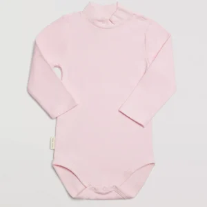 Body basic per bebè rosa a collo alto