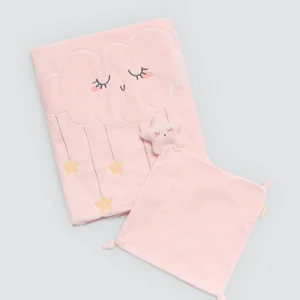 Set di coperta e doudou rosa Baby Stars