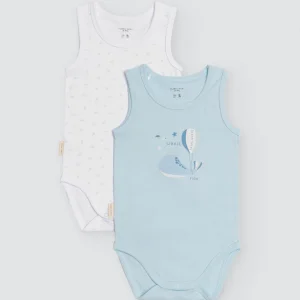 Confezione da 2 body per neonato con spalline larghe Ocean Tales blu