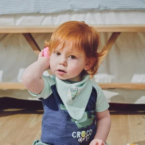 Completo baby 3 pezzi maglietta, pantaloncini e bandana Crocodino