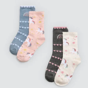 Confezione da 4 calzini stampati con unicorno per bambini