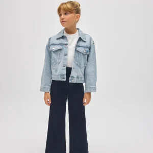 Pantaloni larghi da bambina con tasche blu navy