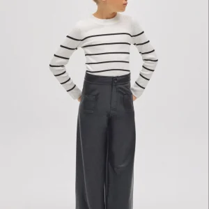 Pantaloni larghi da bambina effetto pelle nera