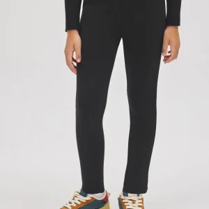 Leggings termici da bambina in pile nero