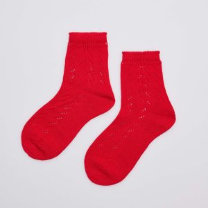 Calze traforate per bambini rosse