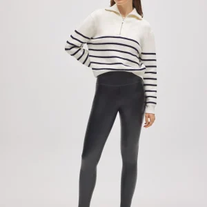 Leggings termici effetto pelle nera a pancia piatta