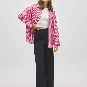 Pantaloni larghi effetto scamosciato nero