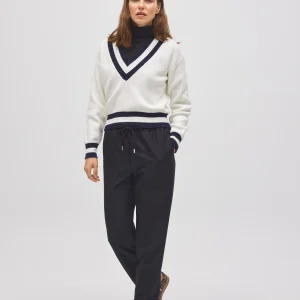 Pantaloni neri dritti con vita regolabile